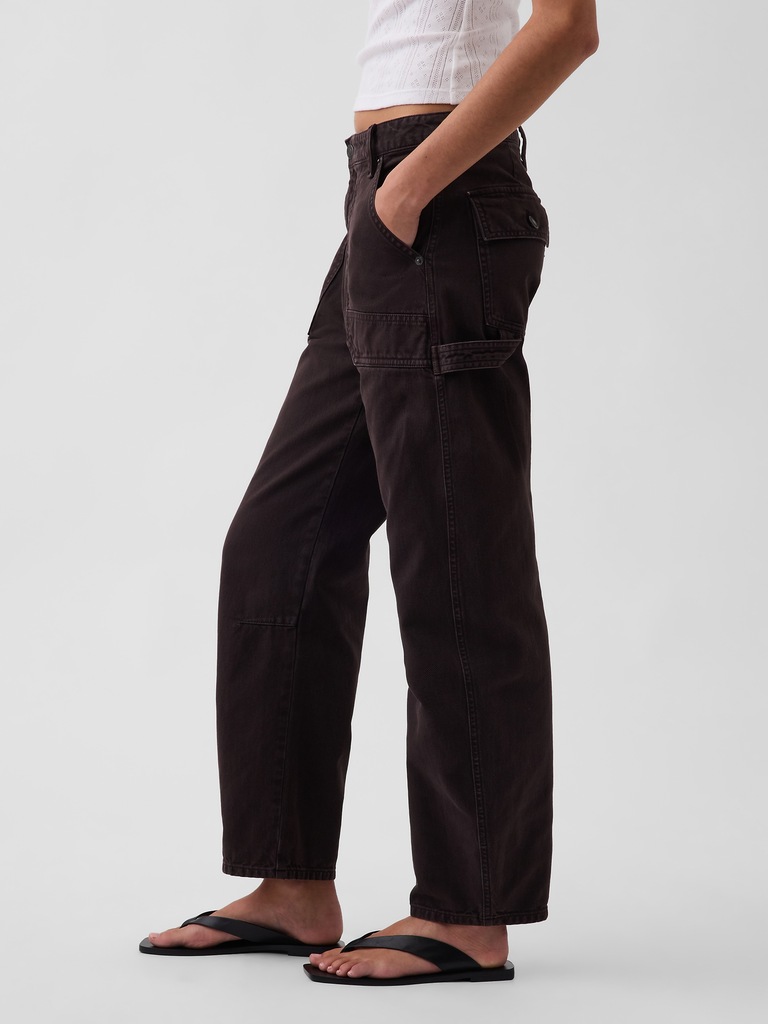 Mid Rise Barrel Utility Pants