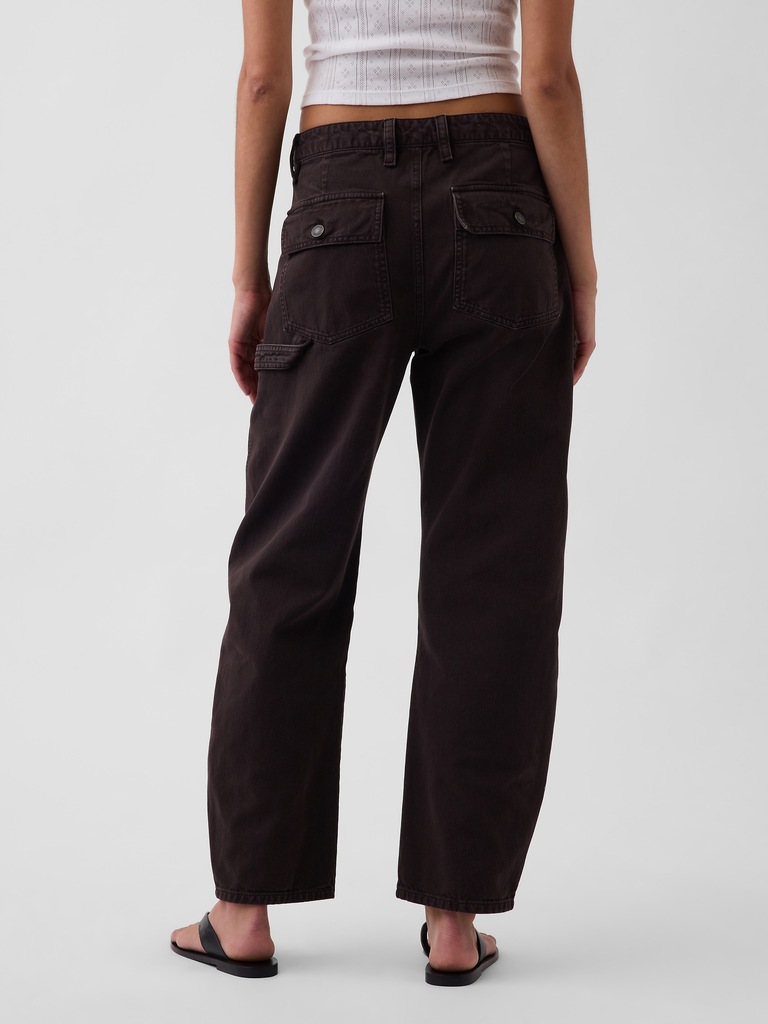 Mid Rise Barrel Utility Pants