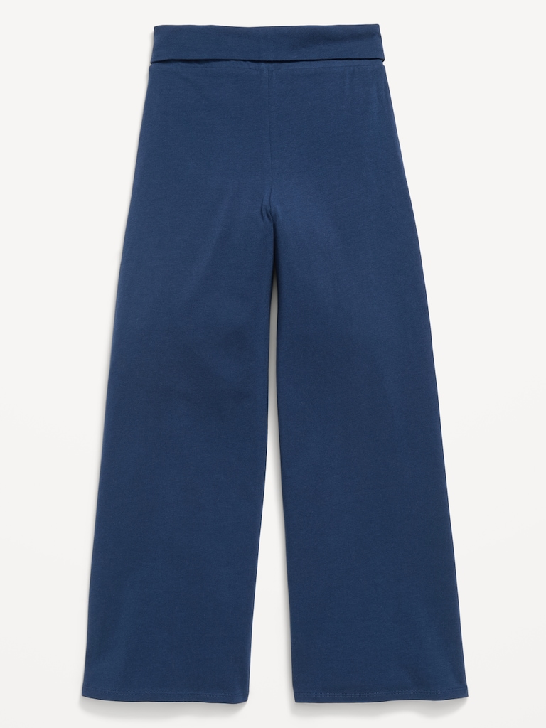 Foldover Jersey Knit Wide-Leg Pants for Girls
