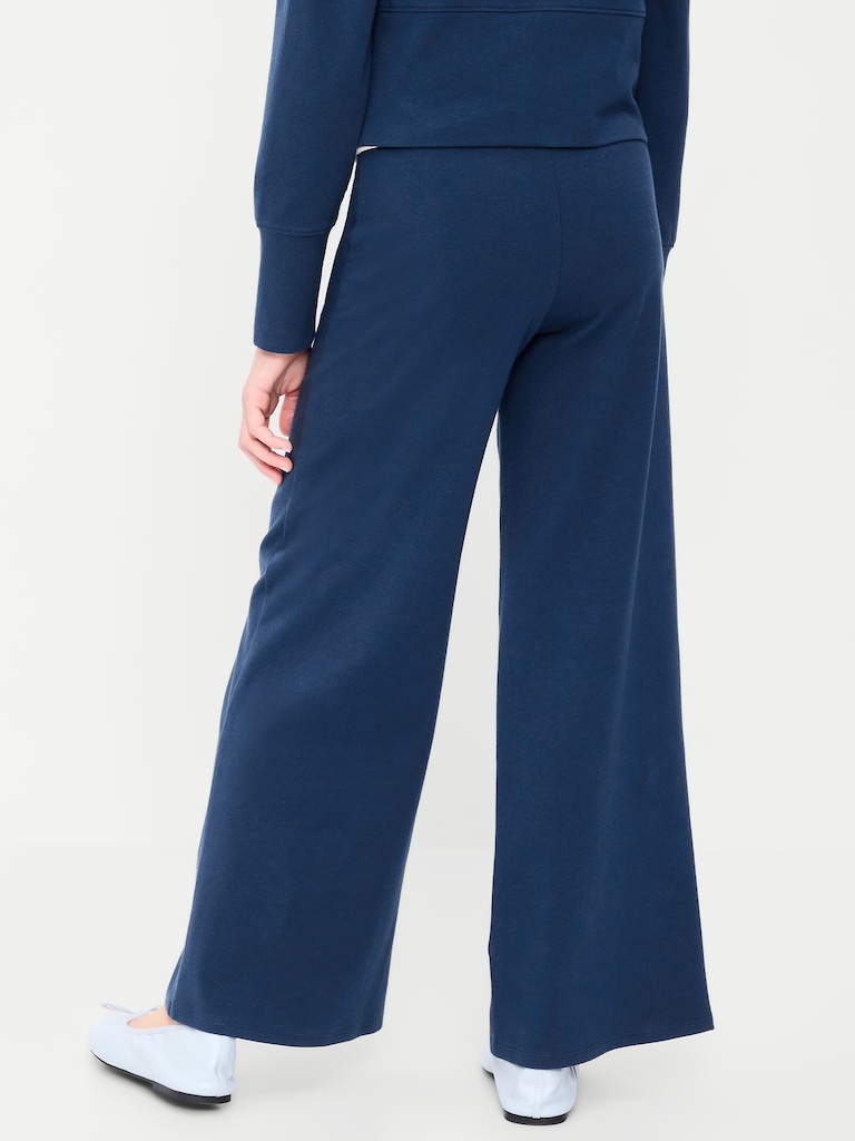 Foldover Jersey Knit Wide-Leg Pants for Girls