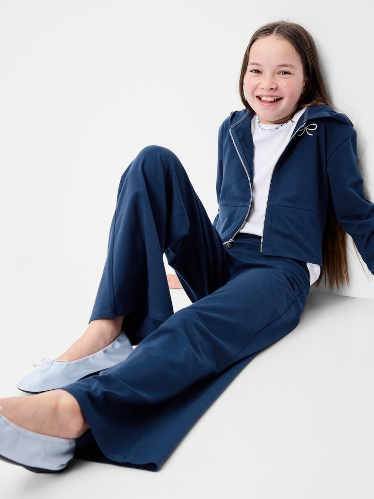 Foldover Jersey Knit Wide-Leg Pants for Girls