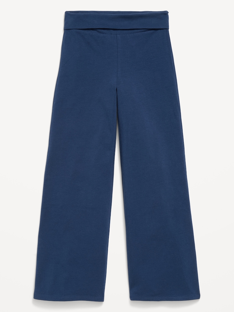 Foldover Jersey Knit Wide-Leg Pants for Girls