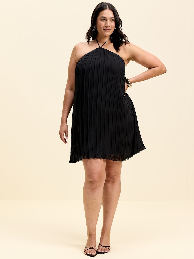 The Occasion by Old Navy Pleated Halter Swing Mini Dress