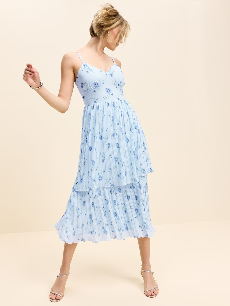 The Occasion by Old Navy Pleated Fit & Flare Midi Dress