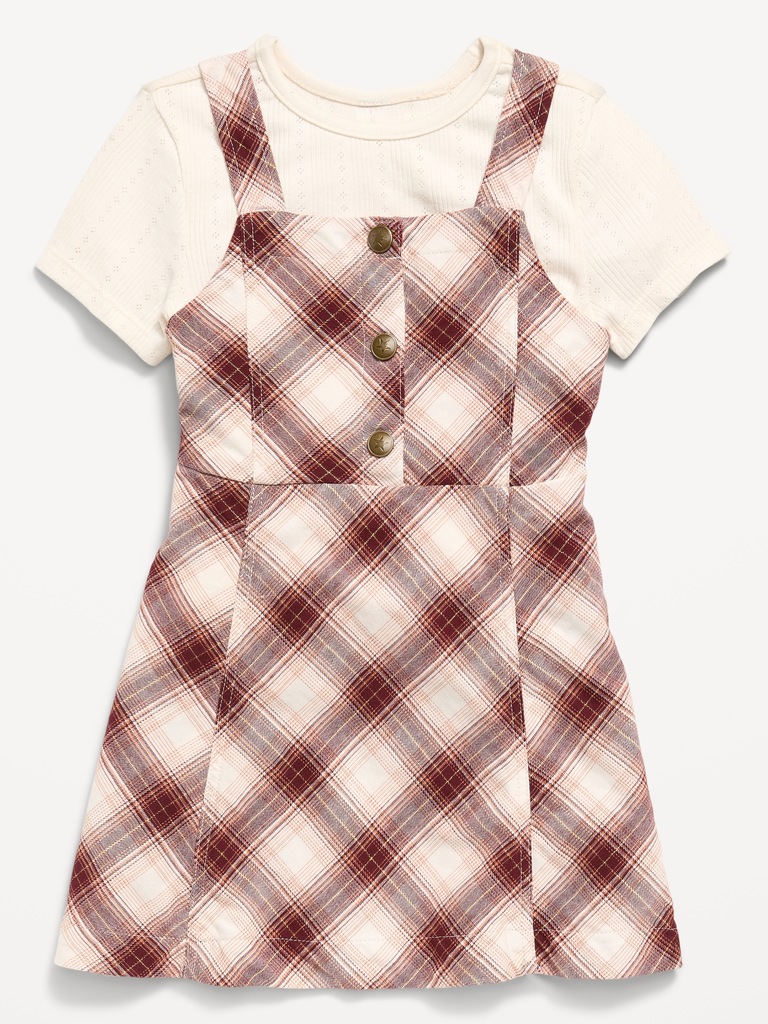 Ensemble robe en sergé sans manches et t-shirt pour toute-petite