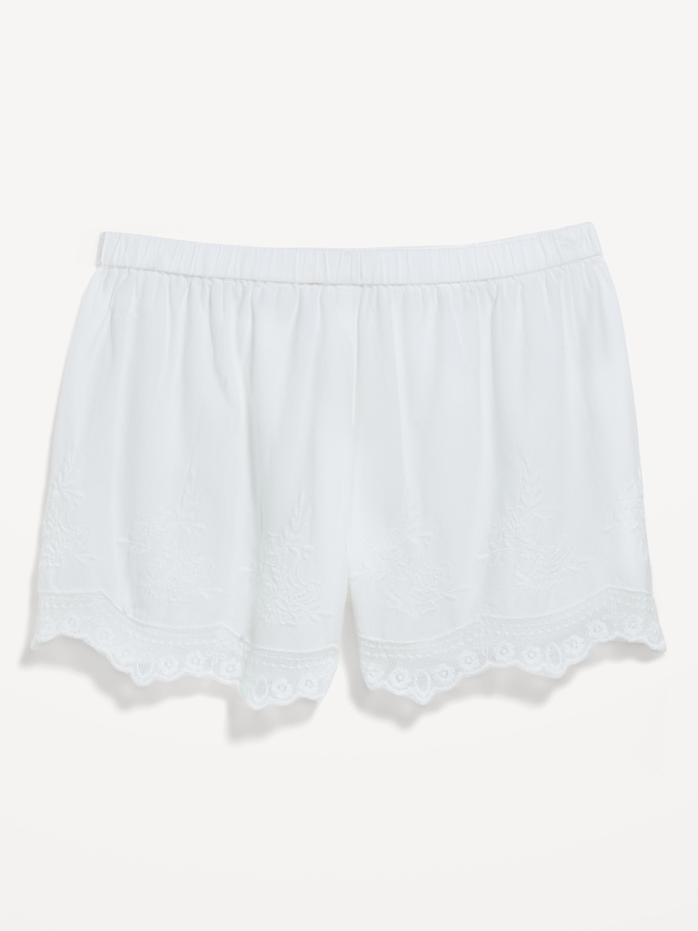 High-Waisted Lace-Trim Shorts
