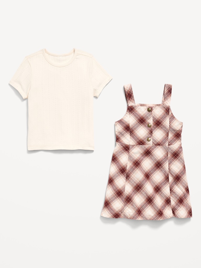 Ensemble robe en sergé sans manches et t-shirt pour toute-petite