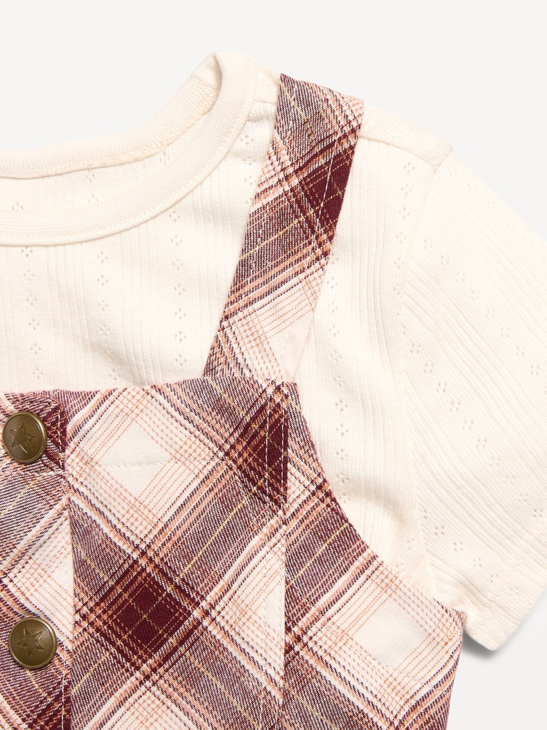 Ensemble robe en sergé sans manches et t-shirt pour toute-petite