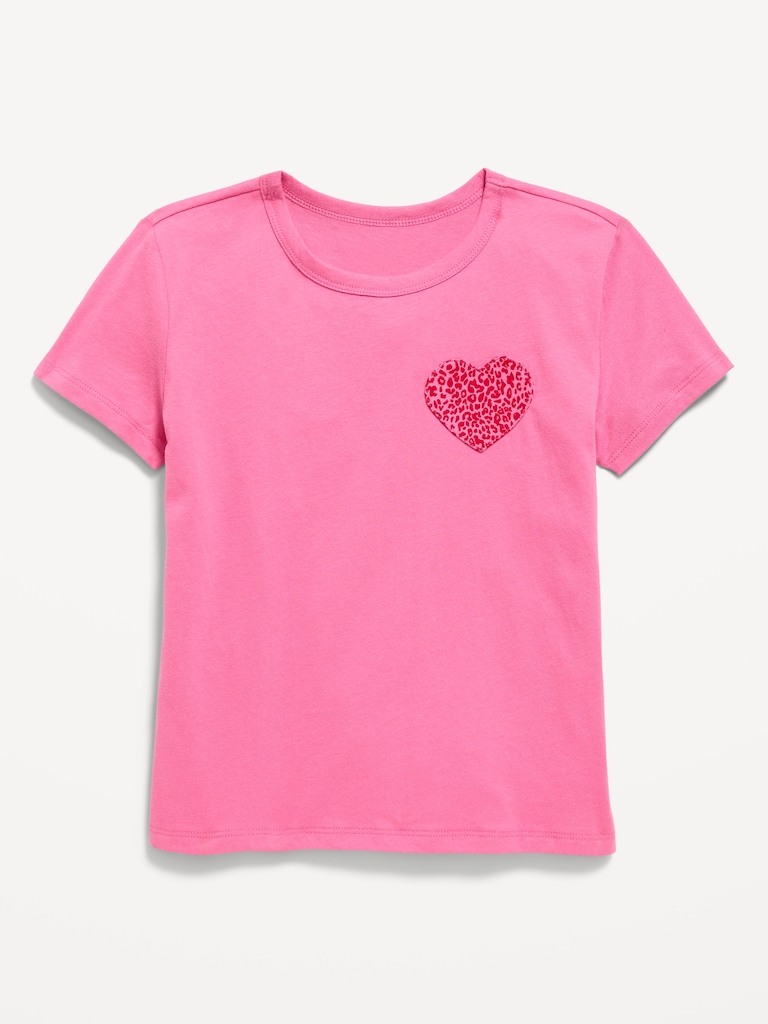 Softest Short-Sleeve Heart-Pocket T-Shirt for Girls