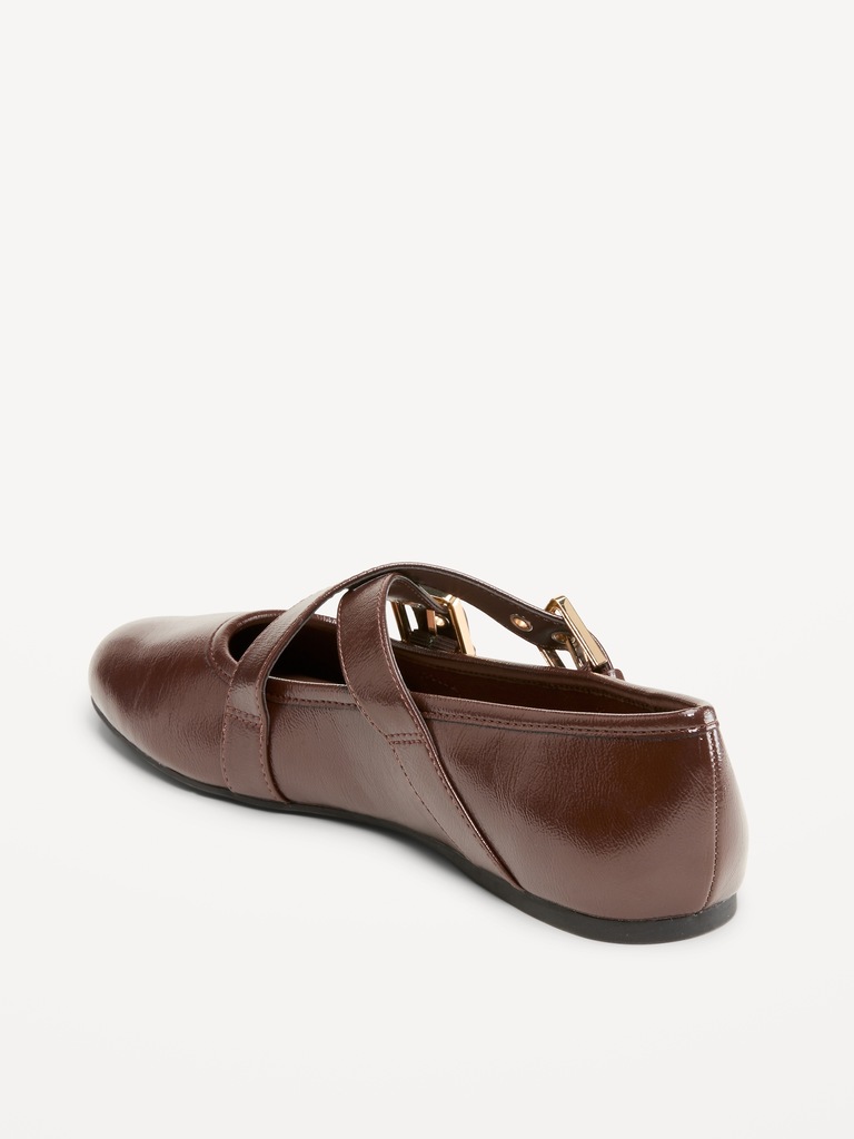 Buckle-Strap Mary Jane Ballet Flats for Women