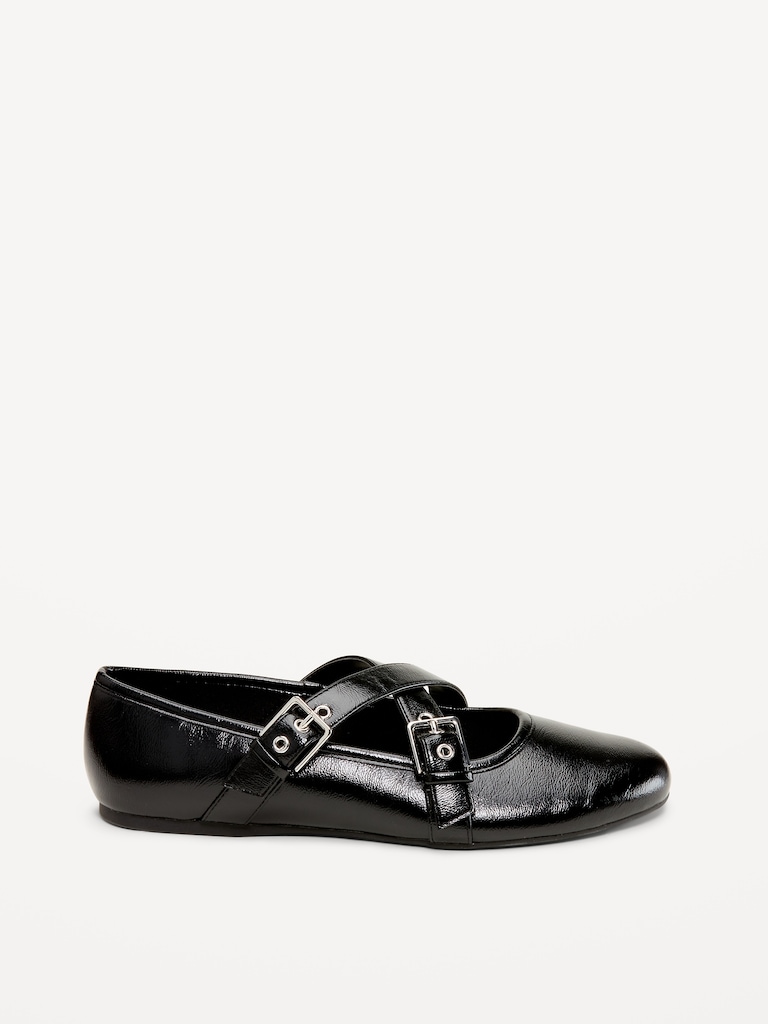 Buckle-Strap Mary Jane Ballet Flats for Women