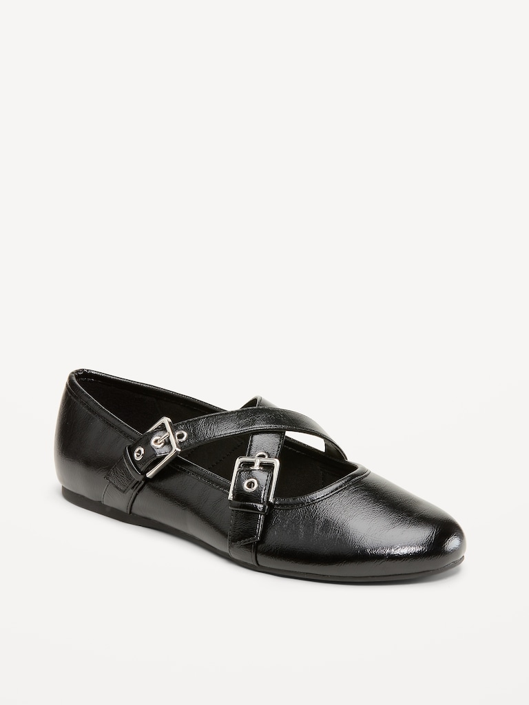 Buckle-Strap Mary Jane Ballet Flats for Women