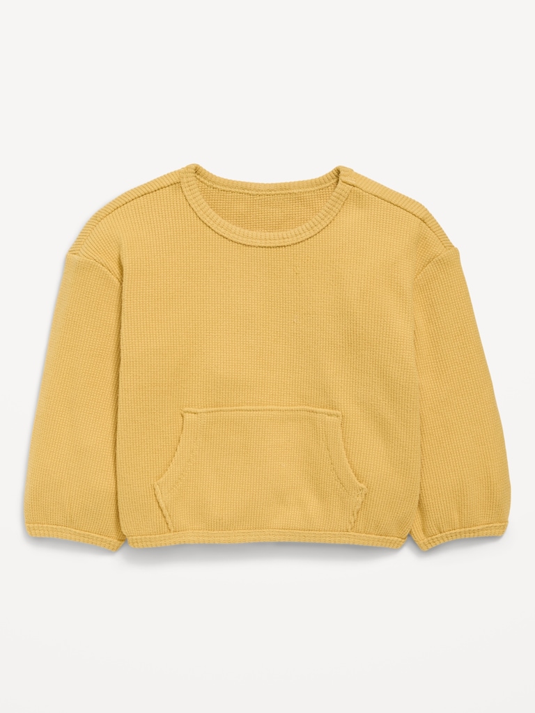 Long-Sleeve Waffle-Knit Pocket Sweatshirt for Baby