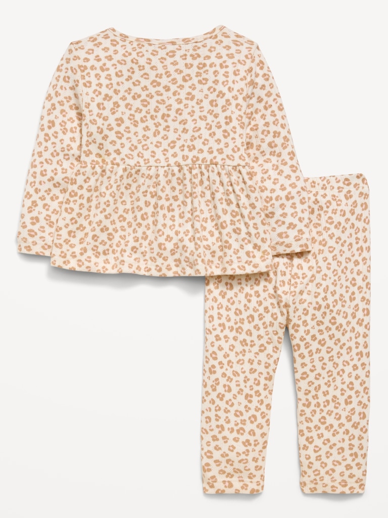 Long-Sleeve Pointelle-Knit Top and Pants Set for Baby