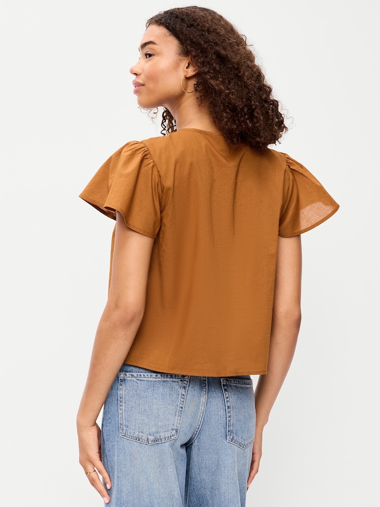Short-Sleeve Embroidered Trousseau Top