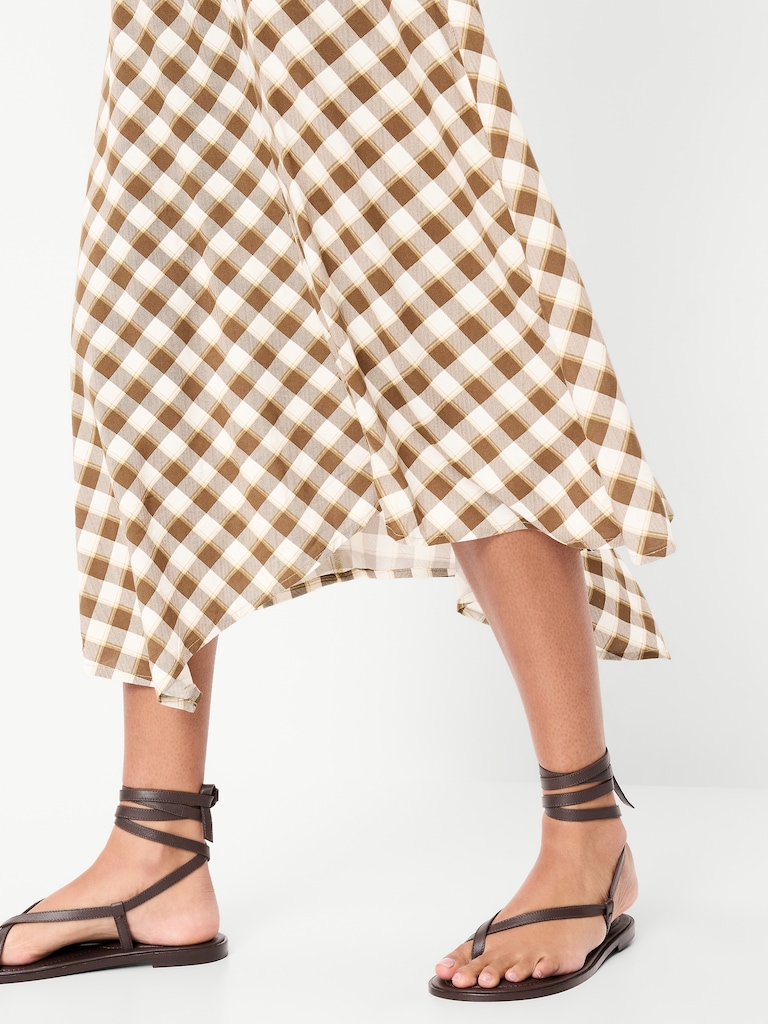 Fit & Flare Tie-Back Asymmetrical Midi Dress