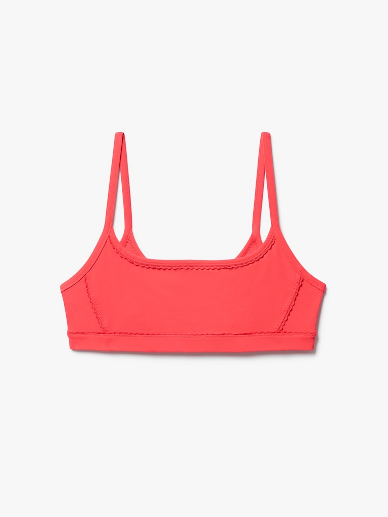 Square Neck Picot Sports Bra A-C