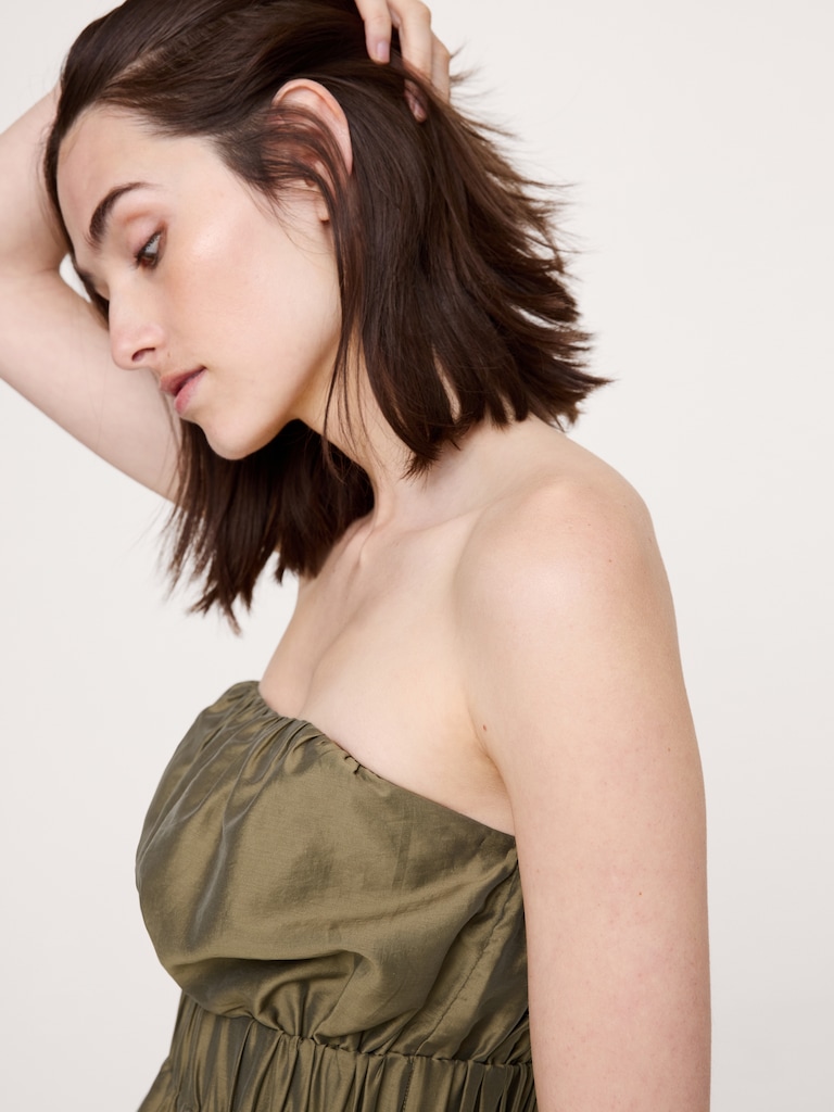 Strapless TENCEL™-Nylon Peplum Top