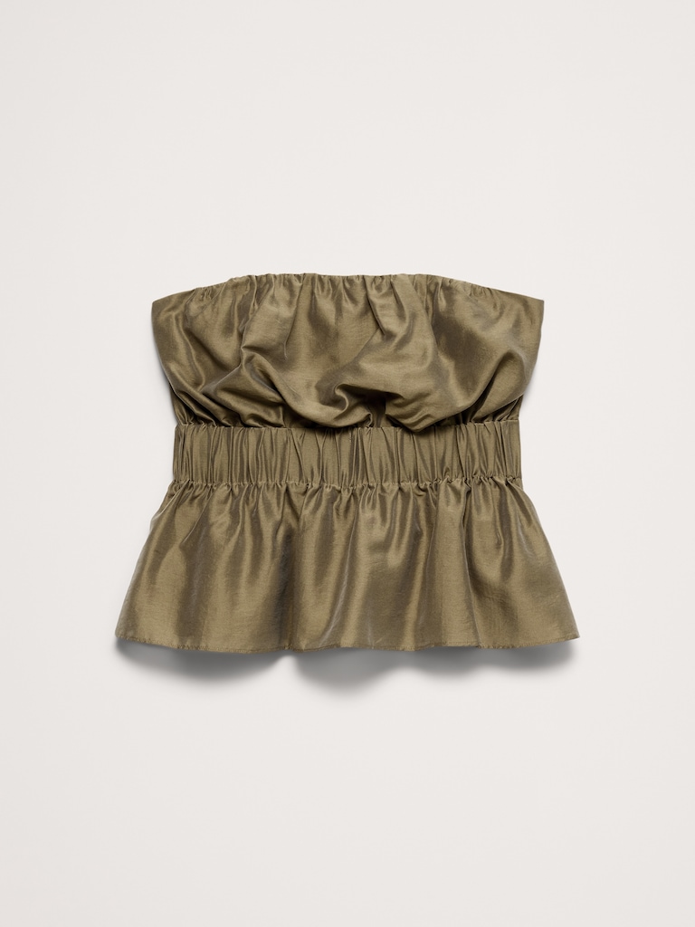 Strapless TENCEL™-Nylon Peplum Top