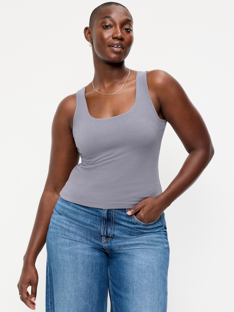 Hug Double-Layer Scoop-Neck Tank Top