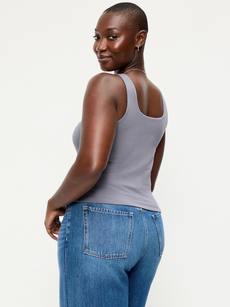 Hug Double-Layer Scoop-Neck Tank Top