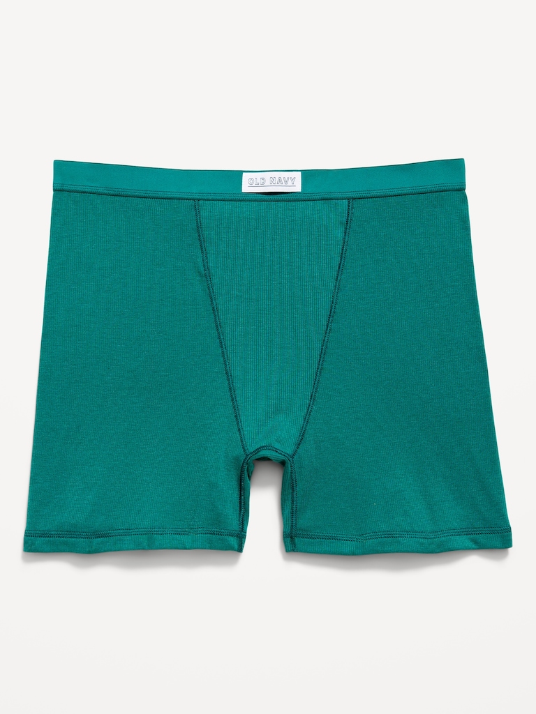 High-Waisted Ribbed Boyshort Briefs -- 3-inch inseam