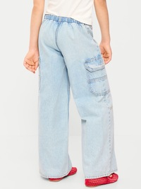 Pull-On Low-Rise Super Baggy Wide-Leg Cargo Jeans for Girls