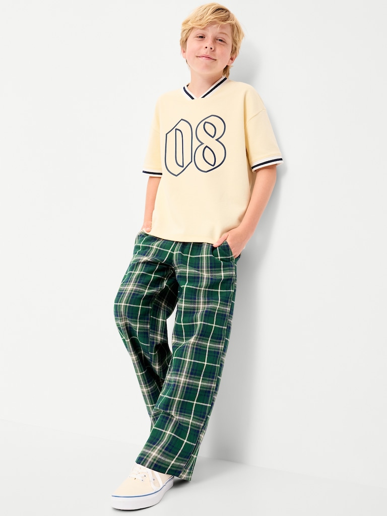 Pull-On Baggy Plaid Flannel Pants for Boys