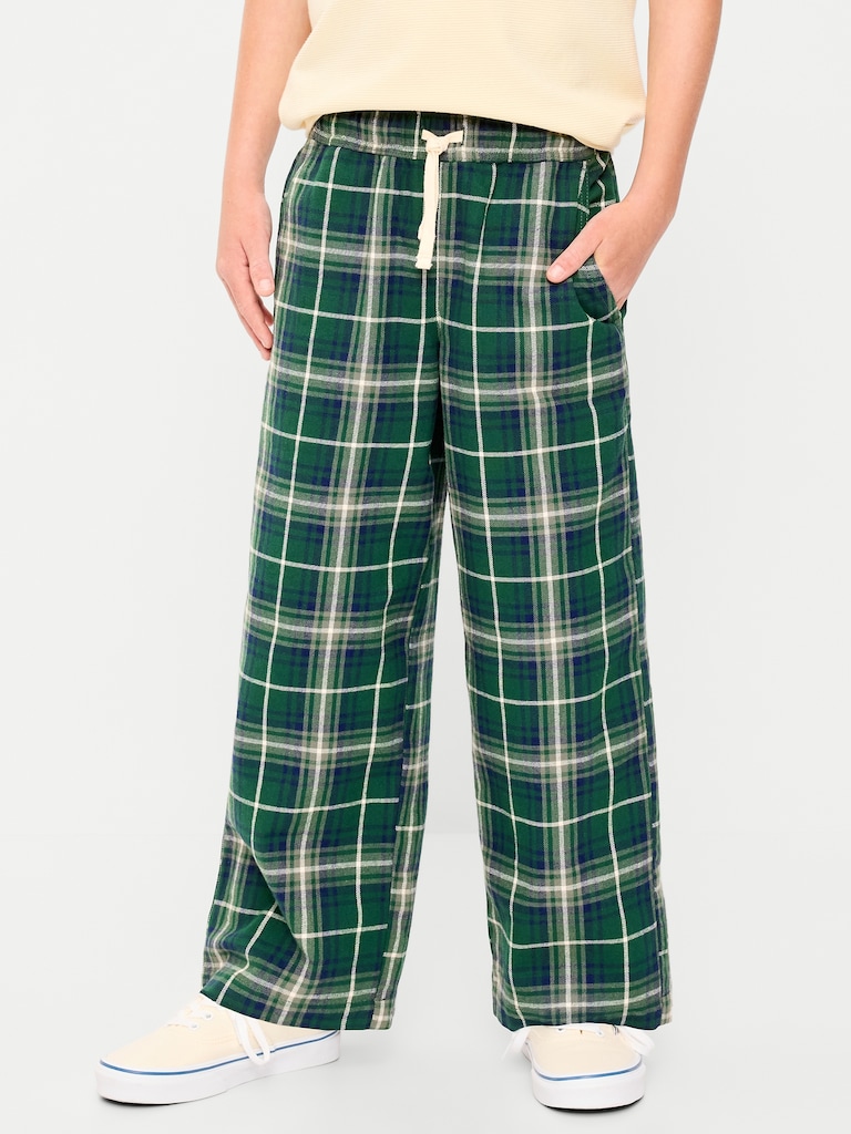 Pull-On Baggy Plaid Flannel Pants for Boys