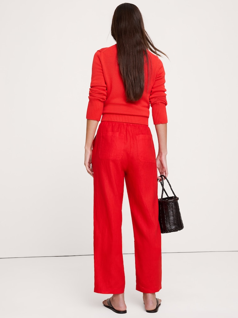 The Getaway Straight-Leg Pull-On Pant in Linen