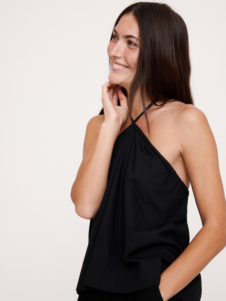 Cotton Poplin Halter Top