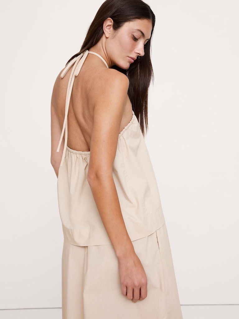 Cotton Poplin Halter Top