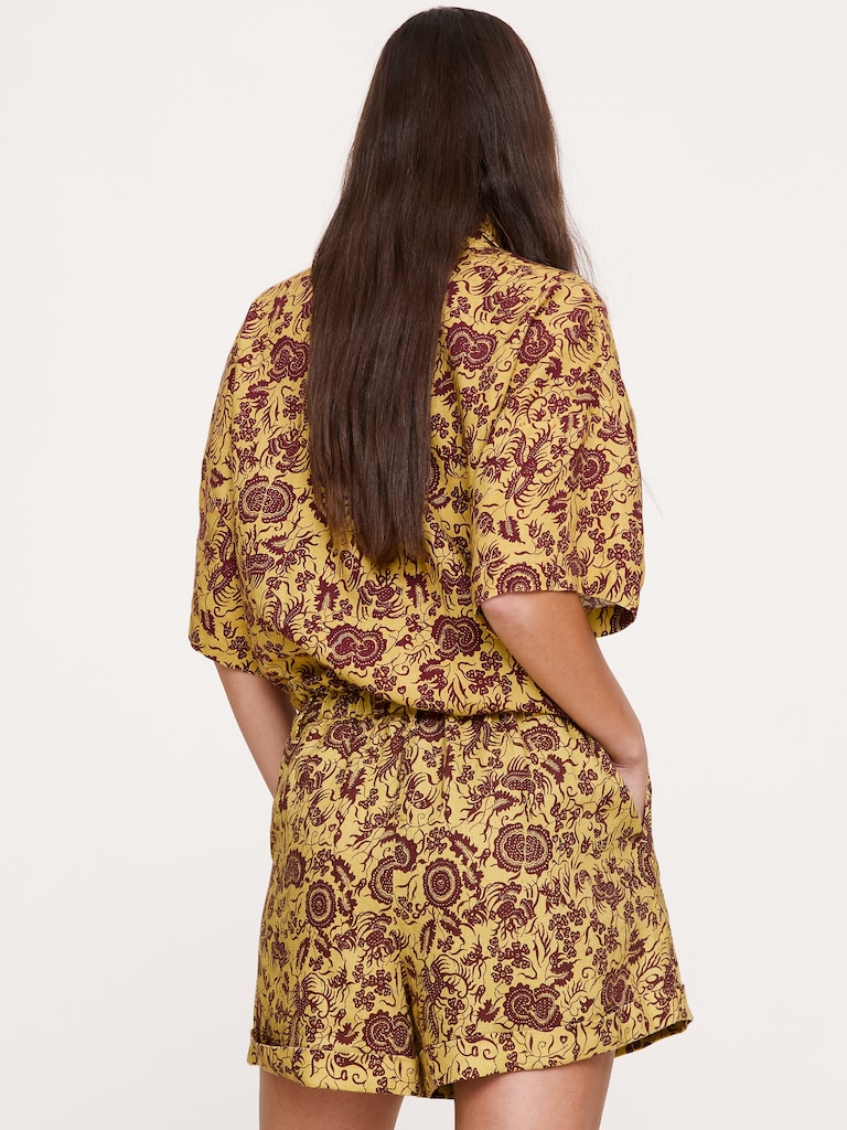 3.5" Paperbag-Waist Pull-On Linen Short