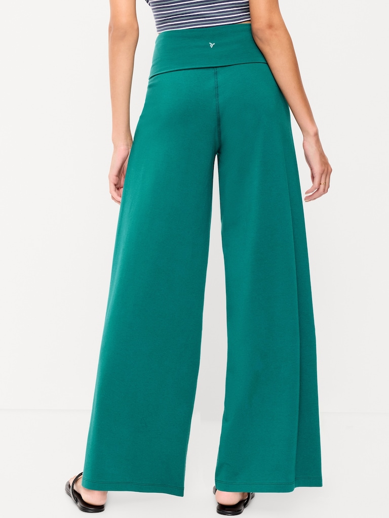 High-Waisted PowerChill Fold-Over Wide-Leg Pants