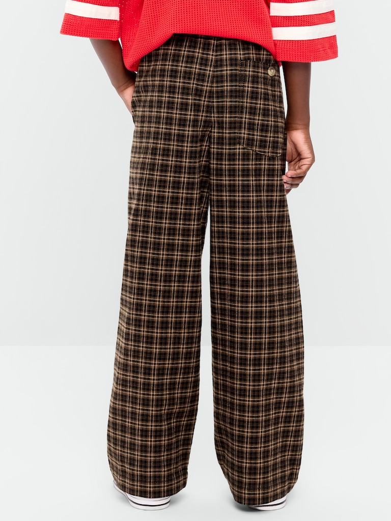 Pull-On Baggy Plaid Flannel Pants for Boys