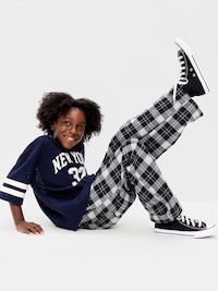 Pull-On Baggy Plaid Flannel Pants for Boys
