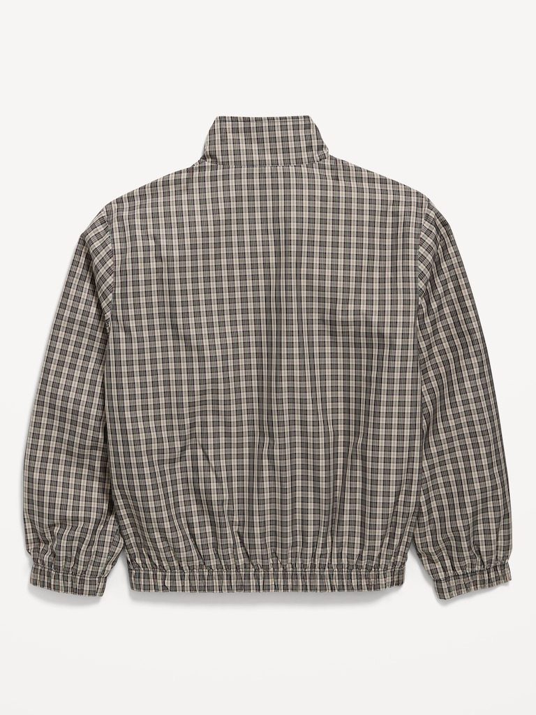 Water-Resistant Plaid Full-Zip Windbreaker for Boys