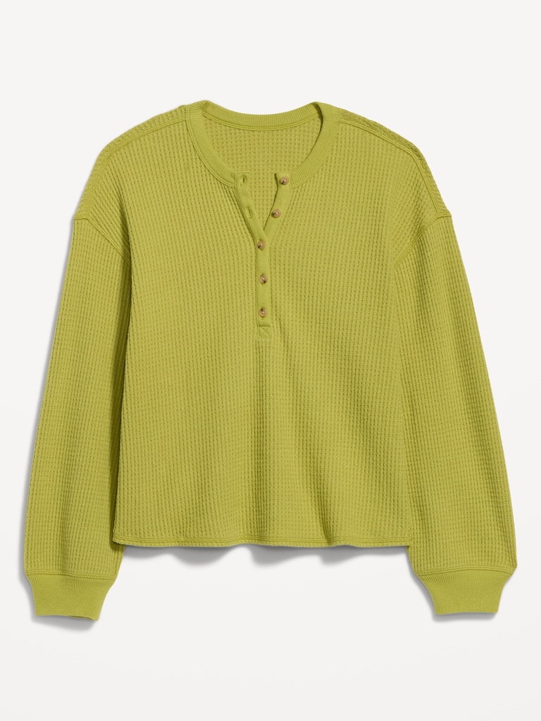 Long-Sleeve Crew-Neck Henley T-Shirt