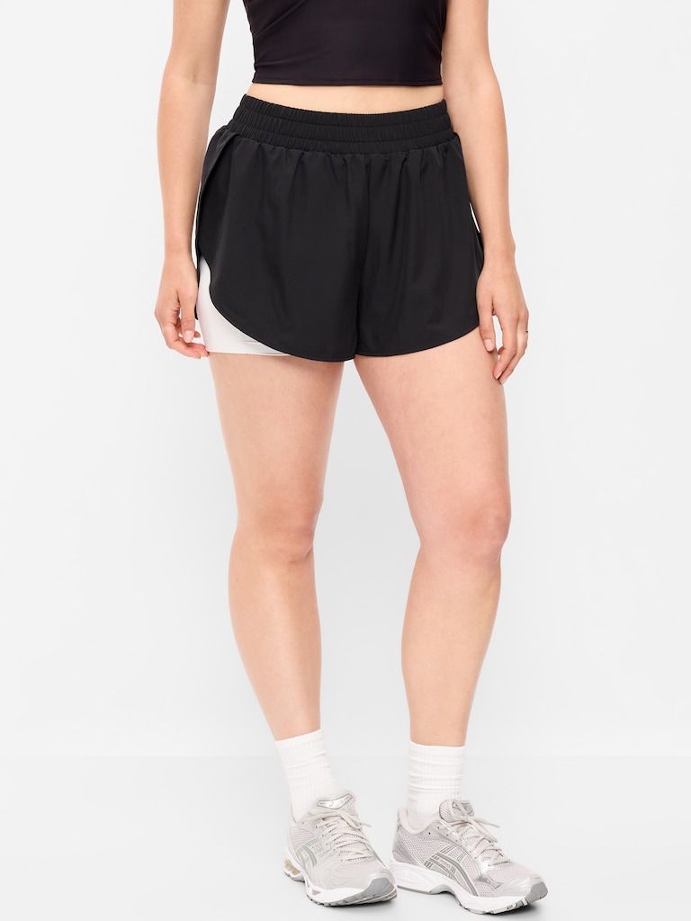 High-Waisted StretchTech 2-In-1 Run Shorts