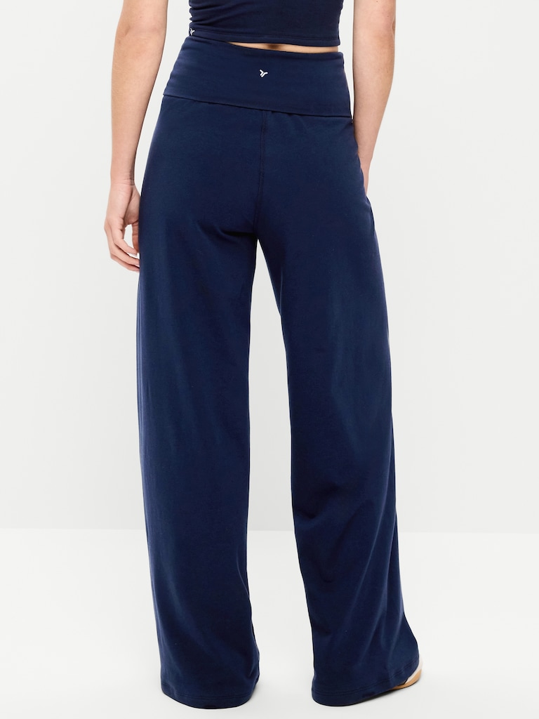 High-Waisted PowerChill Fold-Over Wide-Leg Pants