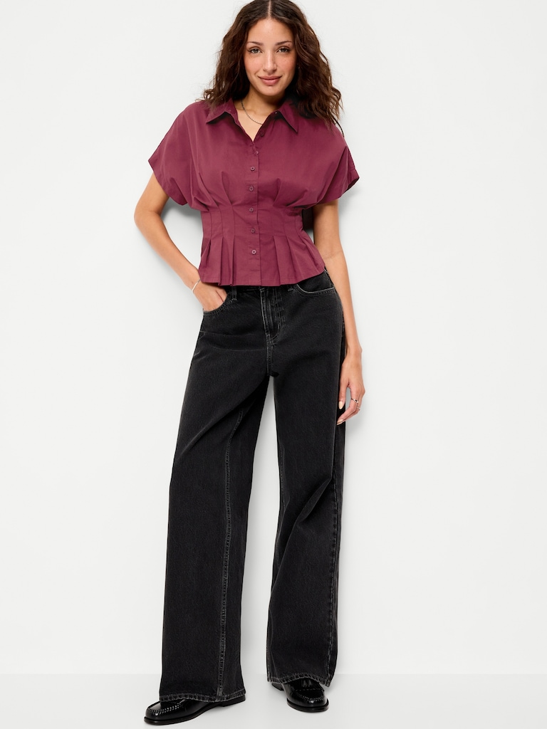 Slim-Waisted Button-Down Shirt