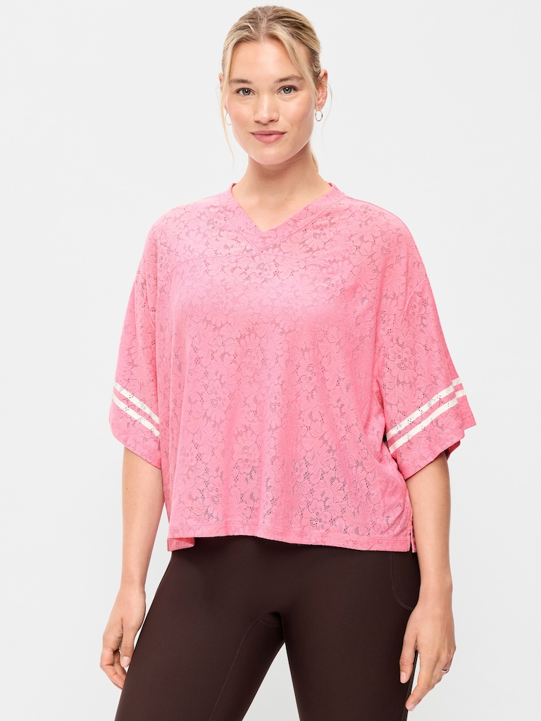 Oversized Cropped Football T-Shirt