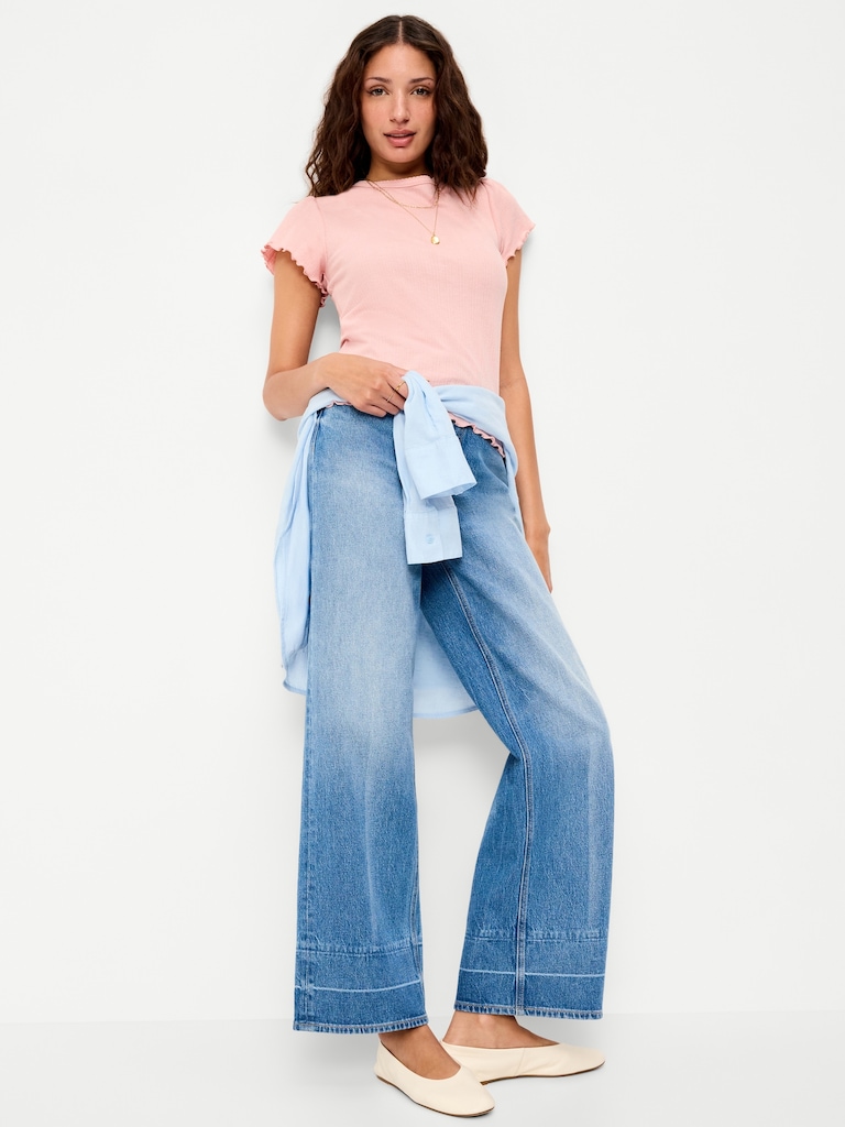 Lettuce-Edge Pointelle Top