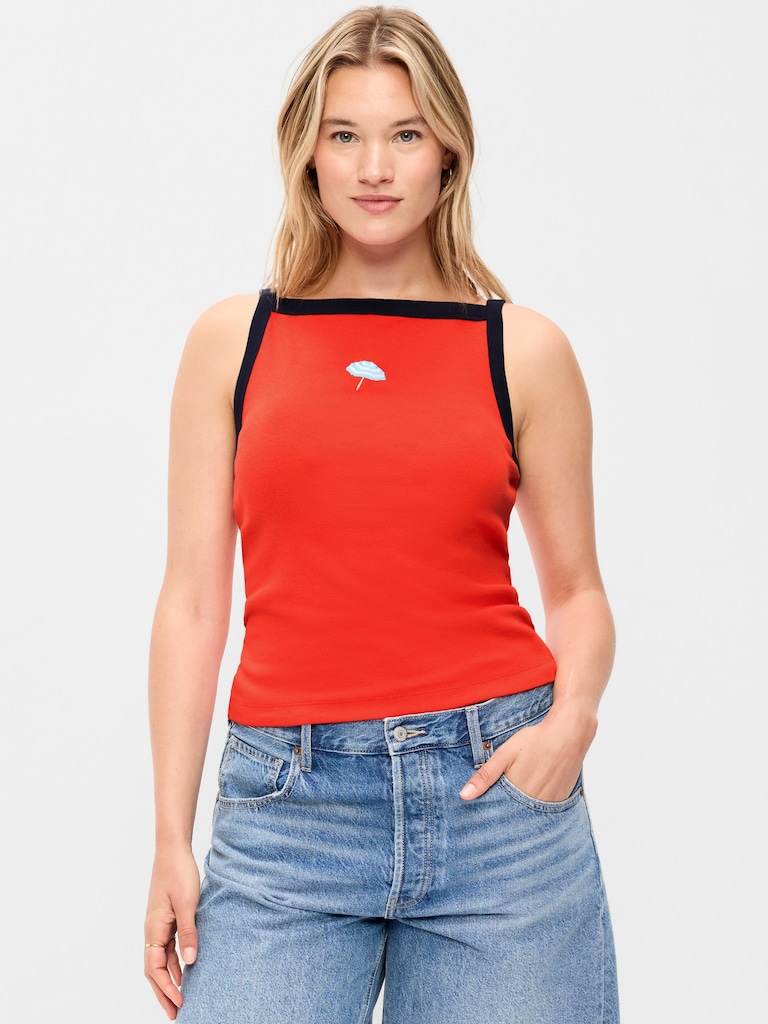 Snug Apron-Neck Tank Top