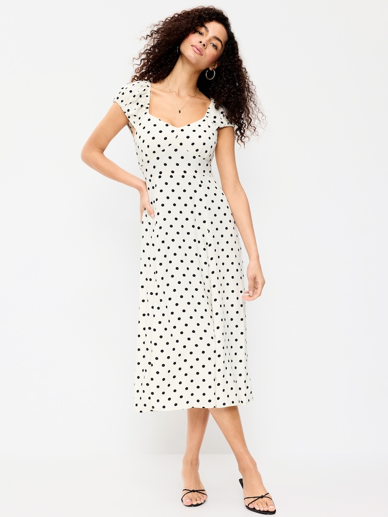Short-Sleeve Fit & Flare Midi Dress
