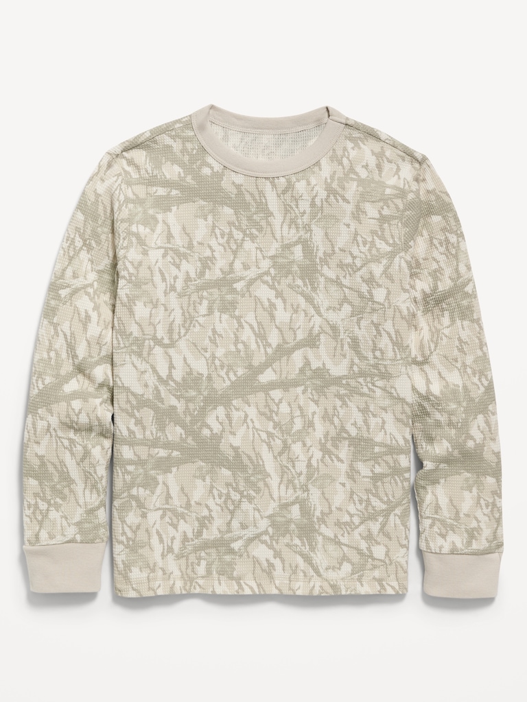 Long-Sleeve Waffle-Knit T-Shirt for Boys