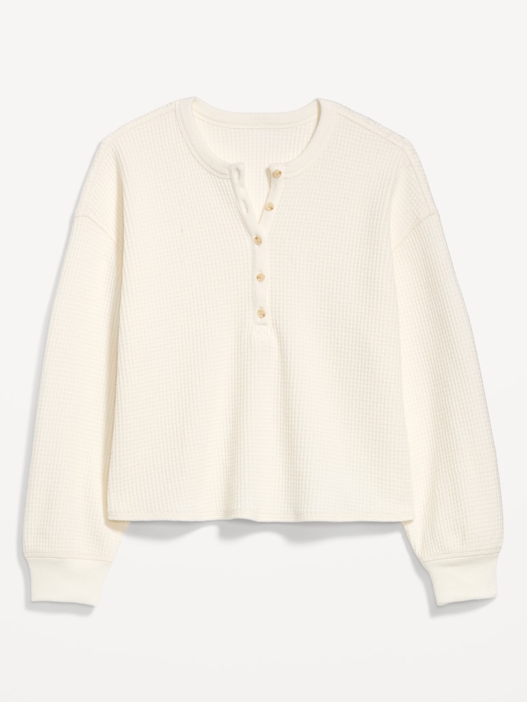 Long-Sleeve Crew-Neck Henley T-Shirt