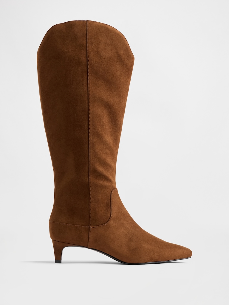 Kitten Heel Pointy Knee High Boots