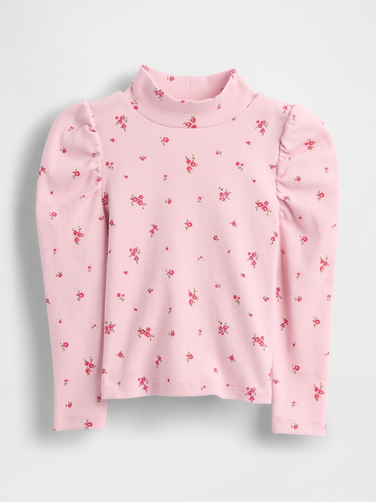Baby & Toddler Puff-Sleeve Rib Mockneck