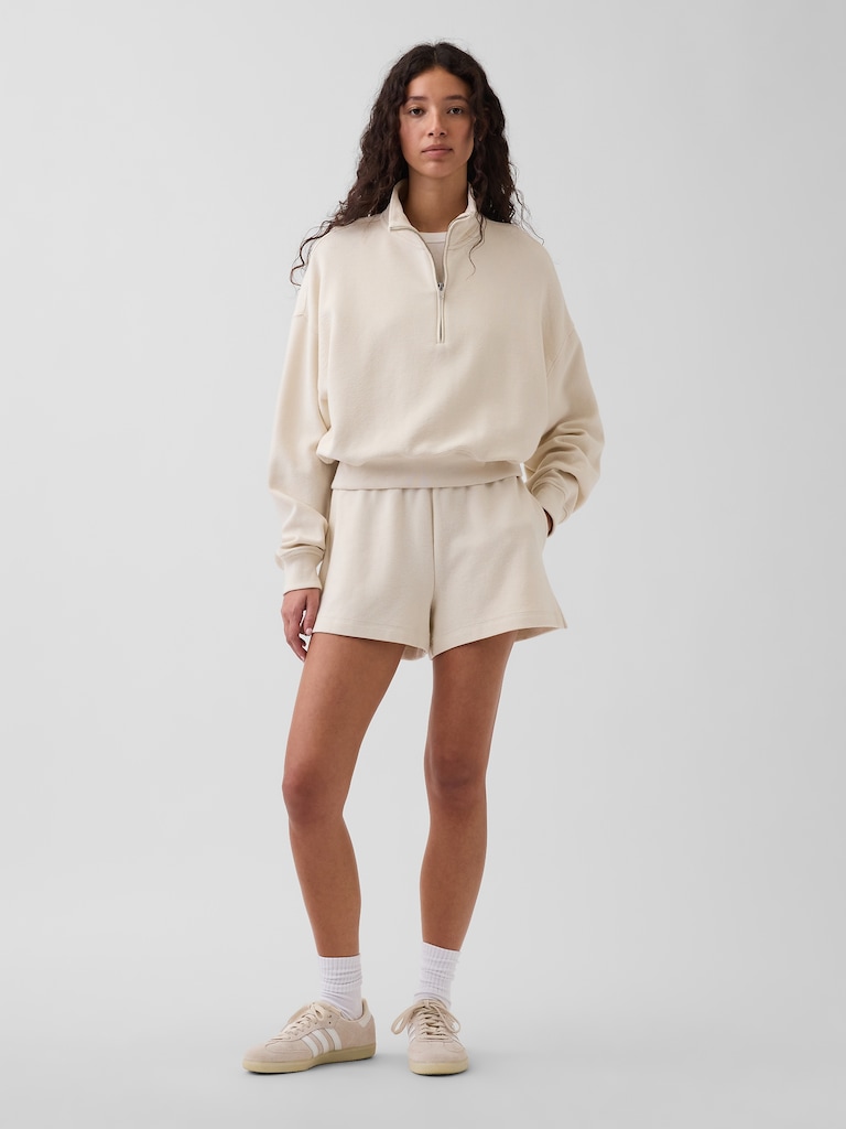 Textured Cotton Oversized Half-Zip Pullover
